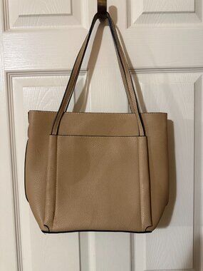 LOVEVOOK Taupe Structured Tote with Double Shoulder Straps FFF